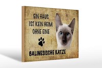 Holzschild Spruch 30X20 Cm Balinesische Katze Holz Deko Schild Wooden Sign