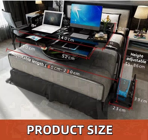 Overbed Computer Table Height Adjustable Hospital Laptop w/ Wheels Study Work AU - Picture 3 of 15