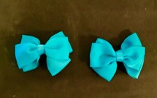 Flat Triple Loop Hair Bow Pair