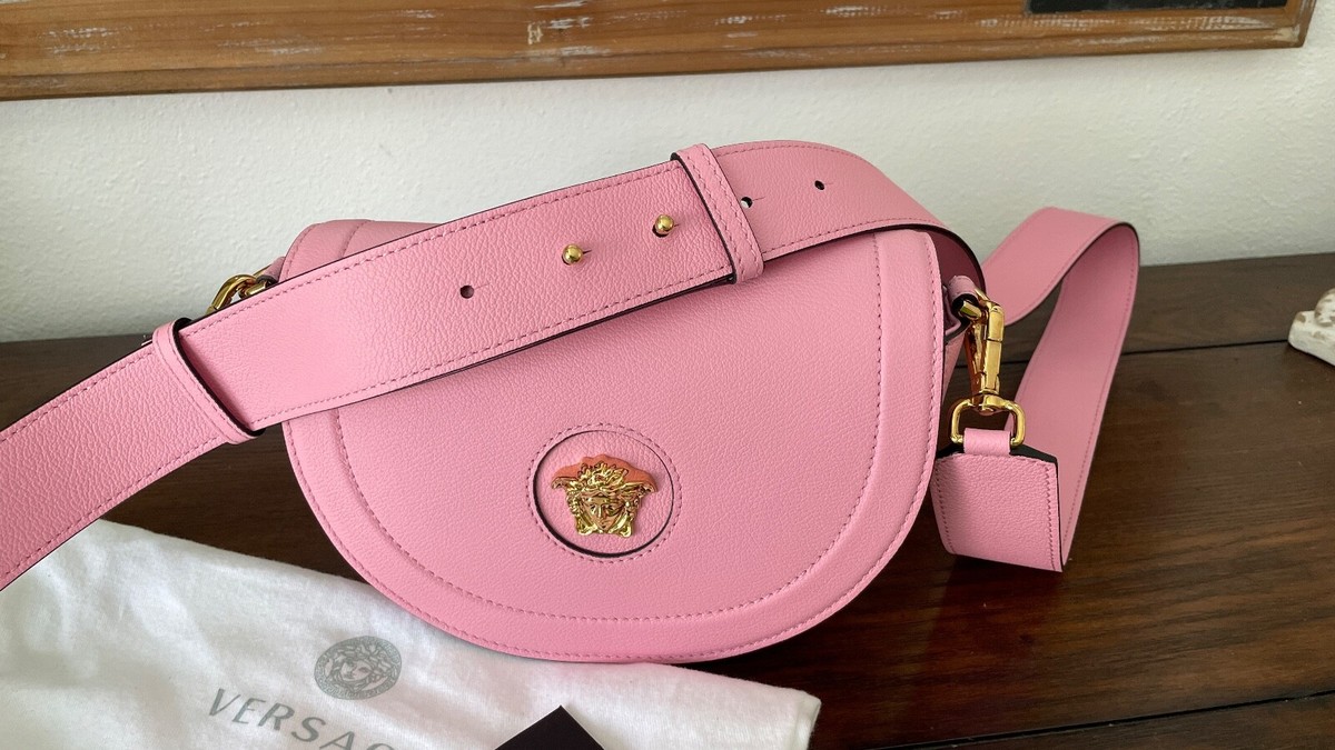 VERSACE シルバーメデューサ ピンクレザー ショルダーバッグ VERSACE ヴェルサーチ バッグ ショルダーバッグ チェーン