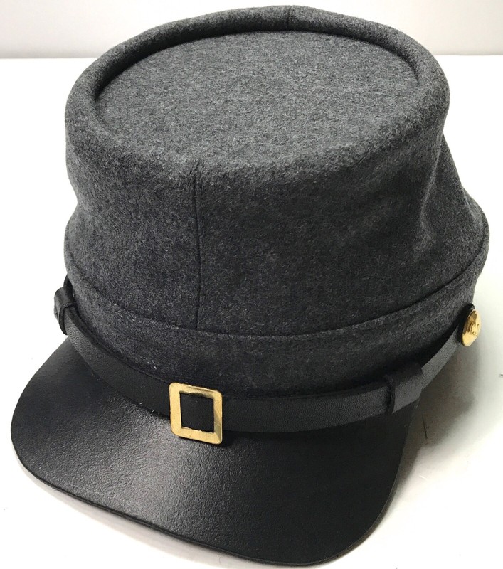 CIVIL WAR CSA CONFEDERATE INFANTRY DARK GREY WOOL KEPI FORAGE CAP HAT-SMALL