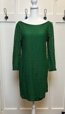Banana Republic Green Geometric Lace Long Sleeve Dress Size 6 Career Work Preppy