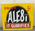 Vintage Drink Ale81 Gas & Oil Porcelain Enamel Sign 24x20".