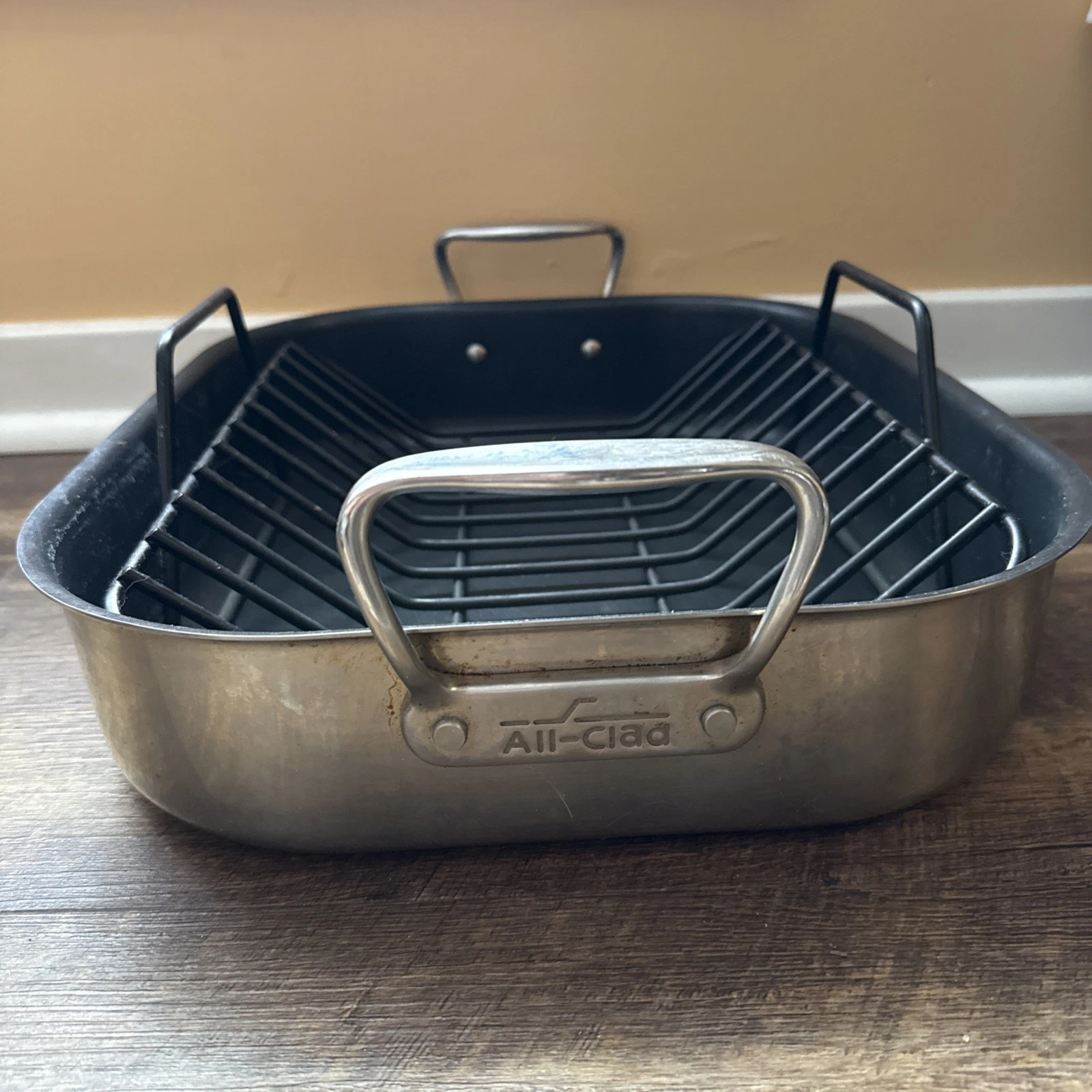 All Clad LTD Turkey & Ham Roaster Pan 13”x16” With Rack Non-Stick Anodized USA