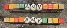 Vintage 70s/80s Rainbow Personalized Name Hair Clips AMY