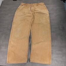 Carhartt B11 BRN Carpenter Pants Mens 38x32 Brown Duck Canvas USA Made Workwear