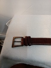 Imported Lizard Grain Belt Sz 36 Black/Solid Brass Buckle USA