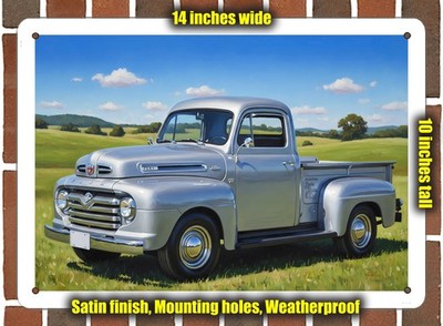 Metal Sign - 1950 Ford Pickup Truck Oil Painting - 14x10