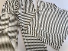 Womens Matching Striped Set Cropped Lounge White/Black Elastic Waist NWT SZS