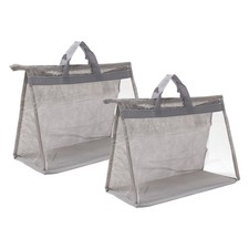 Powder handbag bags, 2 pcs transparent bag L size, light gray