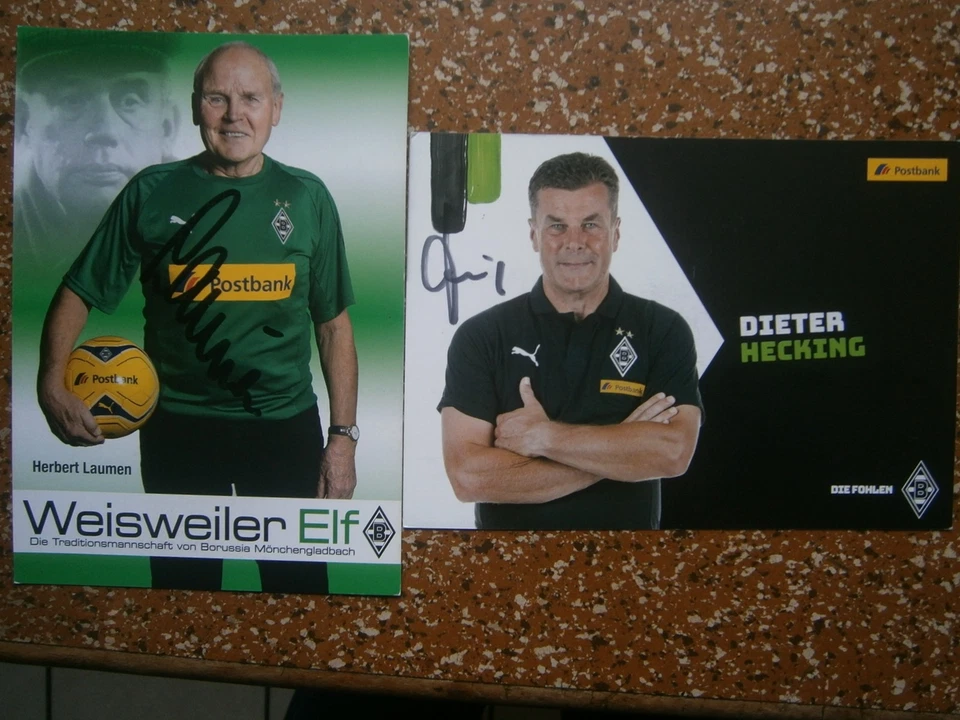 Fußball - unterschriebene Bildautogramme - Dieter Hecking + Herbert Laumen - Bild 1 von 1