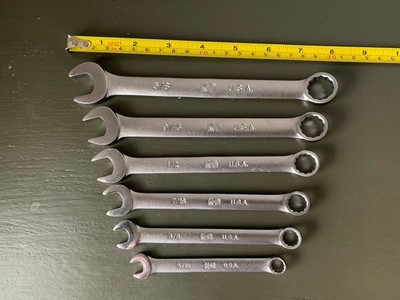 K-D Tools USA Combination Wrench Set 6 pc 12pt SAE 5/16 to 5/8 Inch NOS