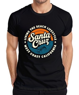 Santa Cruz Kalifornien Westküste Surfen Wellen Retro Strandleben Herren T-Shirt