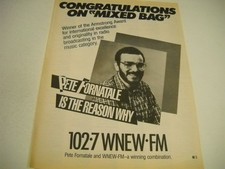 PETE FORNATALE 102.7 WNEW-FM Congrats on MIXED BAG 1983 Promo Display Ad