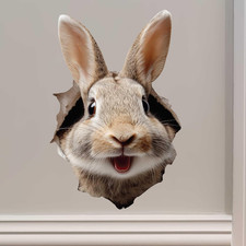 Bunny Hole Wall Decal – 3D Rabbit Vinyl Sticker – Peel & Stick Removable Animal