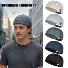 men Breathable Quick Dry Mesh Skullcap Hat Summer Brimless Adjustable Sun Cap