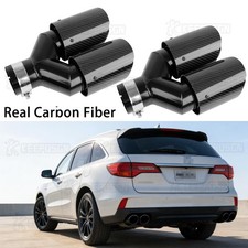 Real Carbon Fiber 2.5" Inlet 3.5" Outlet Dual Exhaust Pipes Tips For Acura MDX