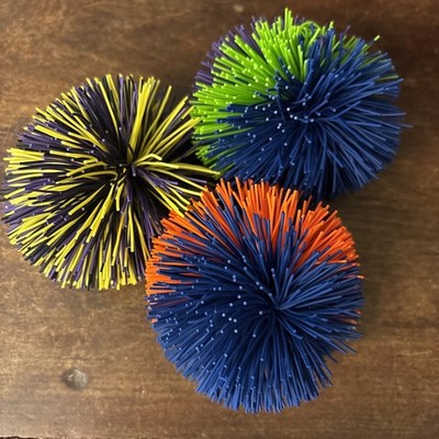 Lot Of 3 VTG 90s Original Koosh Ball 3  Rubber Filament Sensory Toy YELLOW PURPL