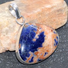 Sodalite 925 Silver Plated Gemstone Handmade Pendant 1.6