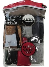 Jake  Co Mens Sizes 5XL-6XL Underwear Boxer Briefs Black/Gray/Navy/Red 6-Pack