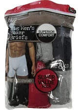 Jake & Co Mens Sizes 5XL-6XL Underwear Boxer Briefs Black/Gray/Navy/Red 6-Pack