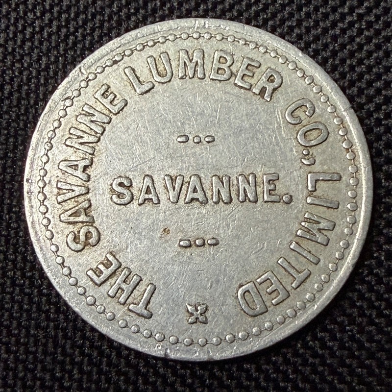 SAVANNE ONTARIO CANADA THE SAVANNE LUMBER CO. LIMITED 50¢  SCRIP TOKEN - c1900s