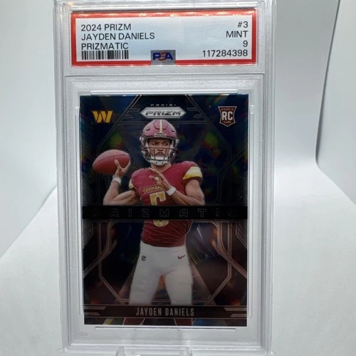 2024 Panini Prizm Football Jayden Daniels Prizmatic Base Insert RC #3 PSA 9