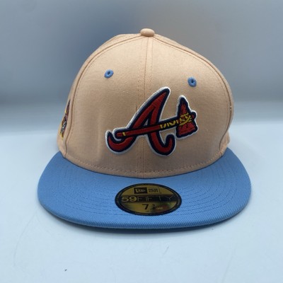 Atlanta Braves New Era 59Fifty Jae Tips Blue Peach MLB Adult 7 3/8 Fitted NWOT