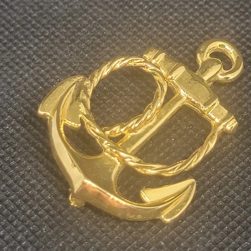 Vintage Carolee Anchor Pendant Brooch Nautical Gold Tone Signed Jewelry Pin
