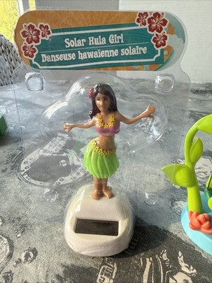 Solar Bright Light/Sun Dancing Green Hula Girl Bobble Head New 4'' And Turtle