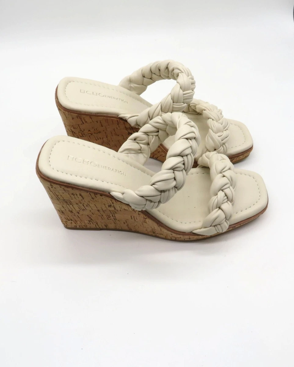 Sandales BCBGMAXAZRIA à Talons Compensés - Taille 7.5 US - Cuir Noir Avec Découpes - Occasion