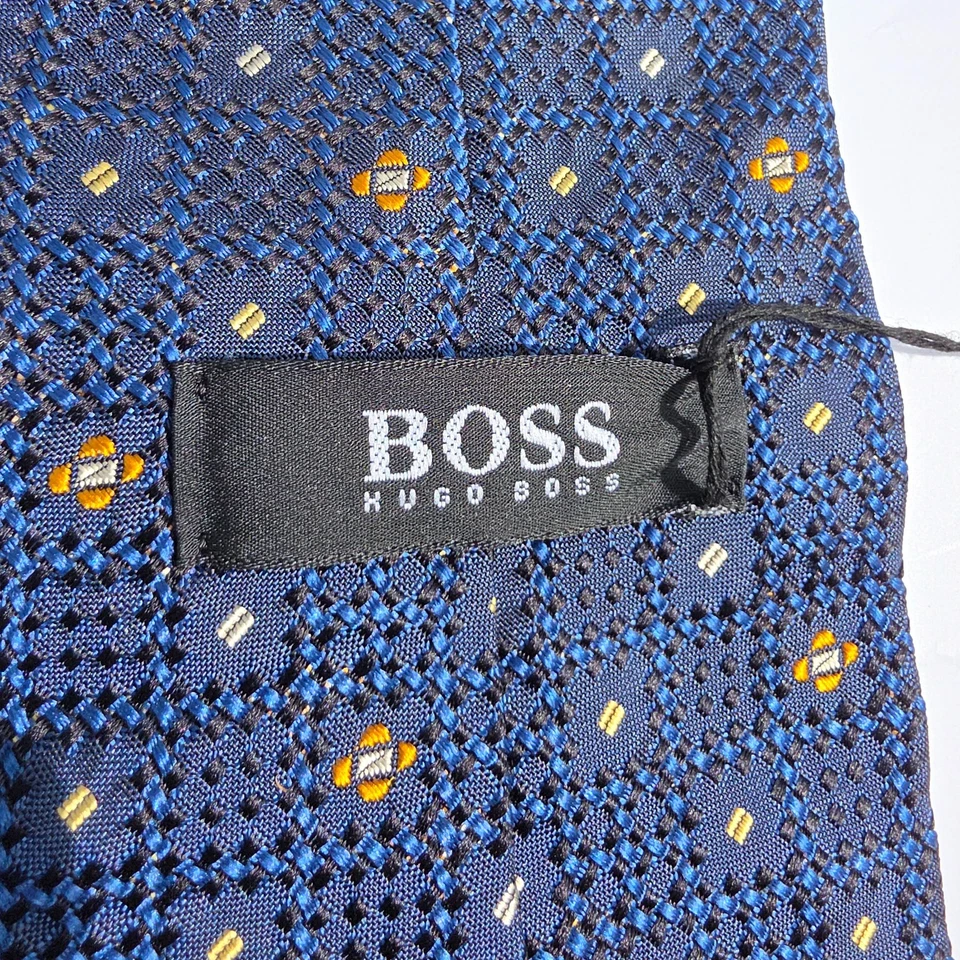 Corbata Hugo Boss para Hombre Azul Geométrica Seda Tejida Clásica Hecha en Italia Nueva con Etiquetas Foto 4 de 4