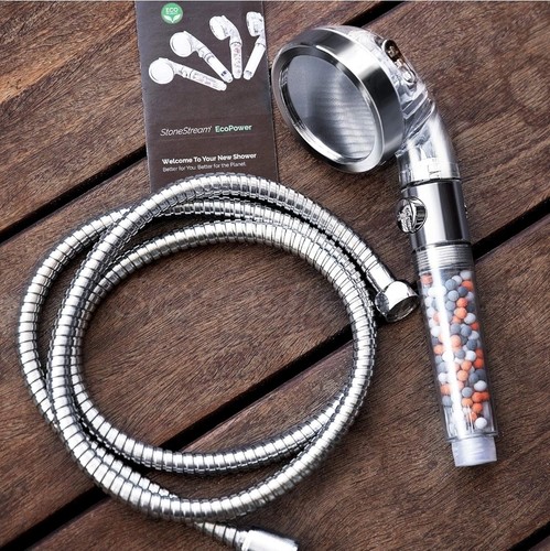 4-in1 StoneStream EcoPower Duschkopf erhöht Durchfluss - Reinigen Sie Ihr Wasser - Gebraucht* - Bild 6 von 20