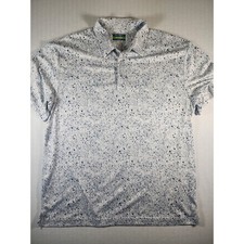 Ben Hogan Performance Mens XL Golf Polo Shirt Blue White Geometric Pixel Print