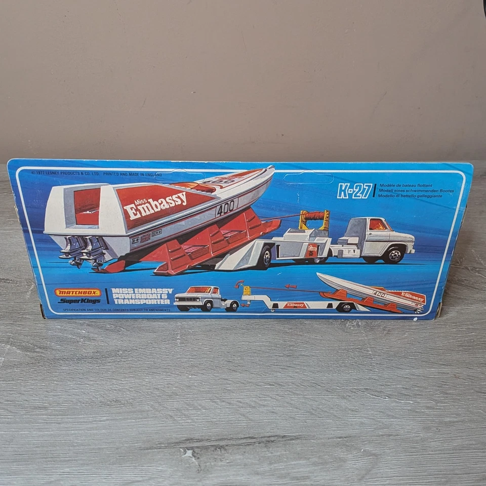 Matchbox Super Kings K-27 lancha motora y transportador - cabina naranja/blanca - excelente Foto 2 de 4