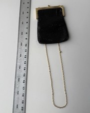 Vintage Whiting  Davis Black Mesh Coin Purse Kiss Lock Made in USA