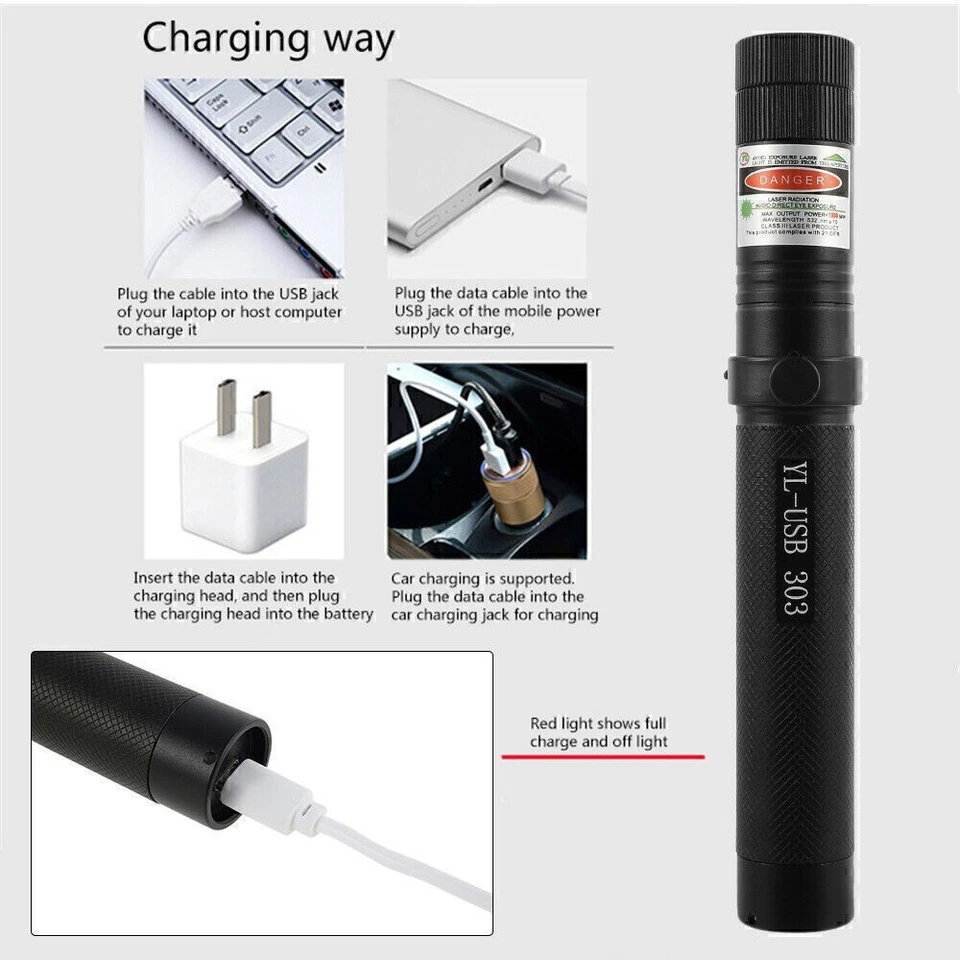 5000M starker grüner Laserpointer Outdoor-Lazer-Taschenlampe USB wiederaufladbar - Bild 2 von 4