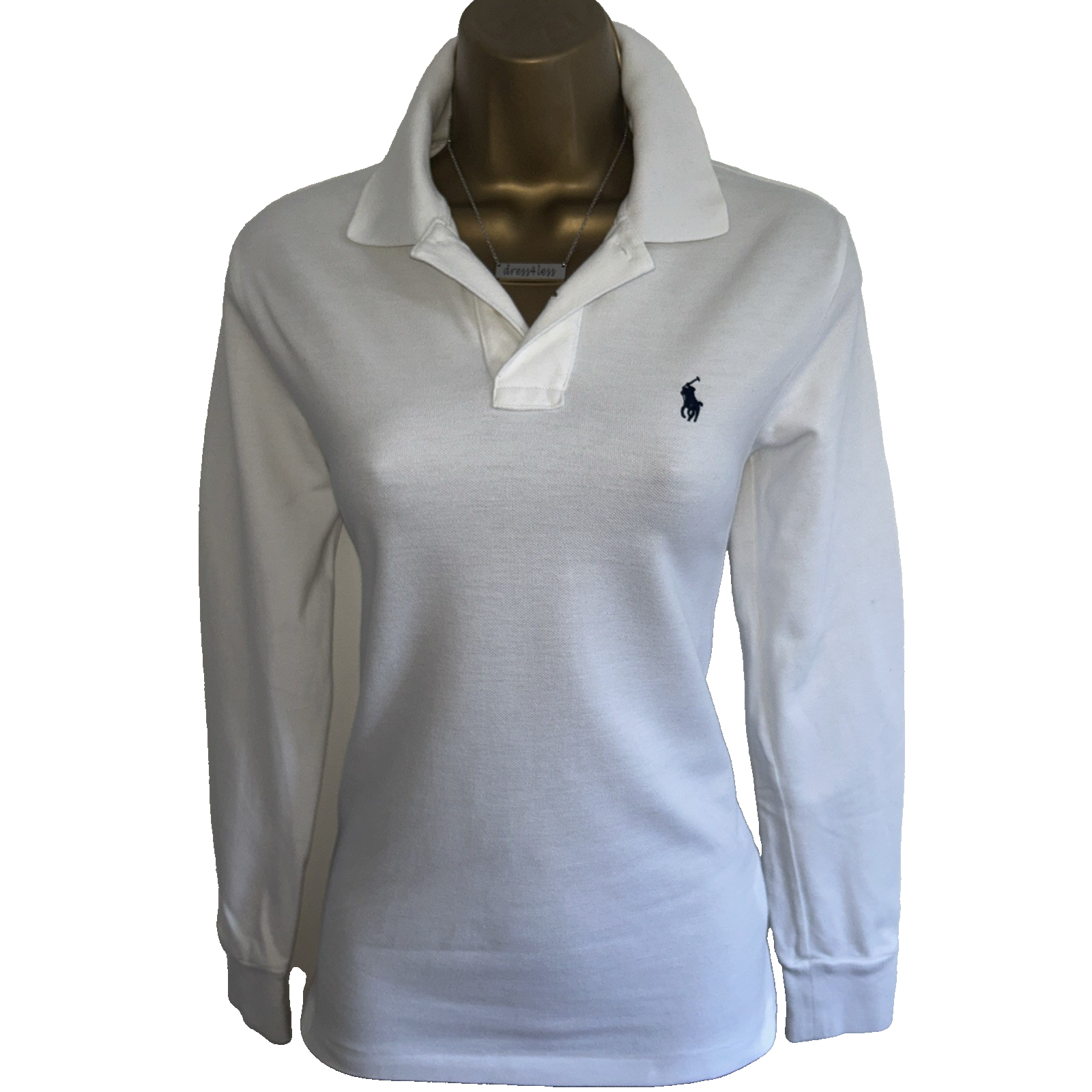 Ralph Lauren white long sleeve polo shirt top UK size 10 crisp