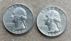 1964 Washington Quarter - Lot of 2 - 90% silver / 10% copper