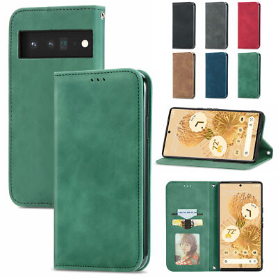 For Google Pixel 6a/6 Pro/7 Pro/8A Magnetic Flip Holder Wallet Slim Phone Case