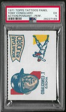 1971 Topps Tattoos Panel Tony Conigliaro Action/Pennant Perforated PSA 5