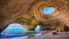 Landscape nature sea beach cave algarve Custom Gaming Mat Desk