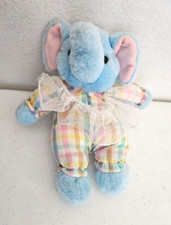 Russ Caress Soft Pets Eloise Elephant Plush Stuffed Animal Plaid Sleeper Lace
