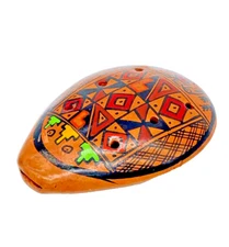 Folk Art Carved Wood Wooden Music Instrument Vintage Hand painted Home Decor