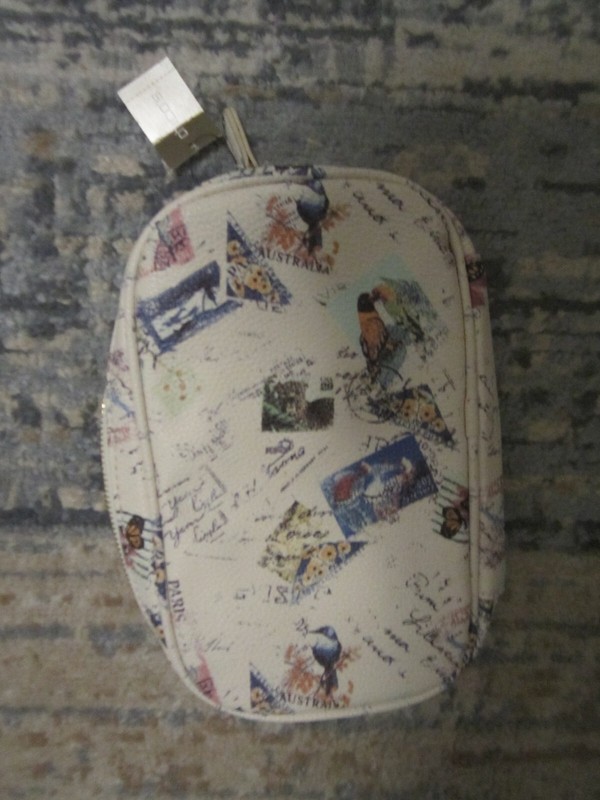 Chico's Stamp print travel Cosmetic case NWT