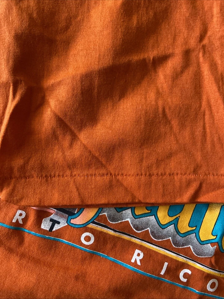 Camiseta naranja San Juan Puerto Rico años 90 puntada única grande Foto 4 de 4