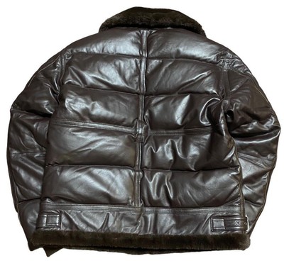 Avirex Leather Down Bomber Jacket Brown L Unused New from Japan | eBay