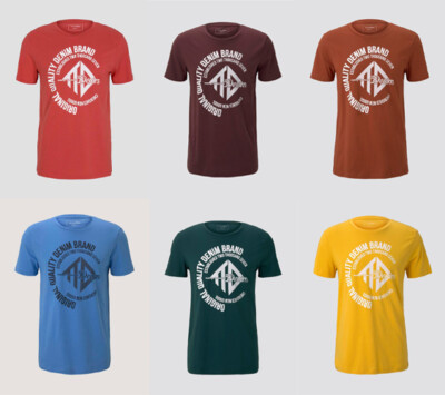 Tom Tailor Denim - T-Shirts in verschiedenen Größen S-XXL und Farben Rot, Blau, 