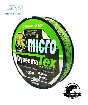 Miracle Fish DYNEEMA MICRO TEX Geflochtene Angelschnur mit FLUOROCARBON Sinking