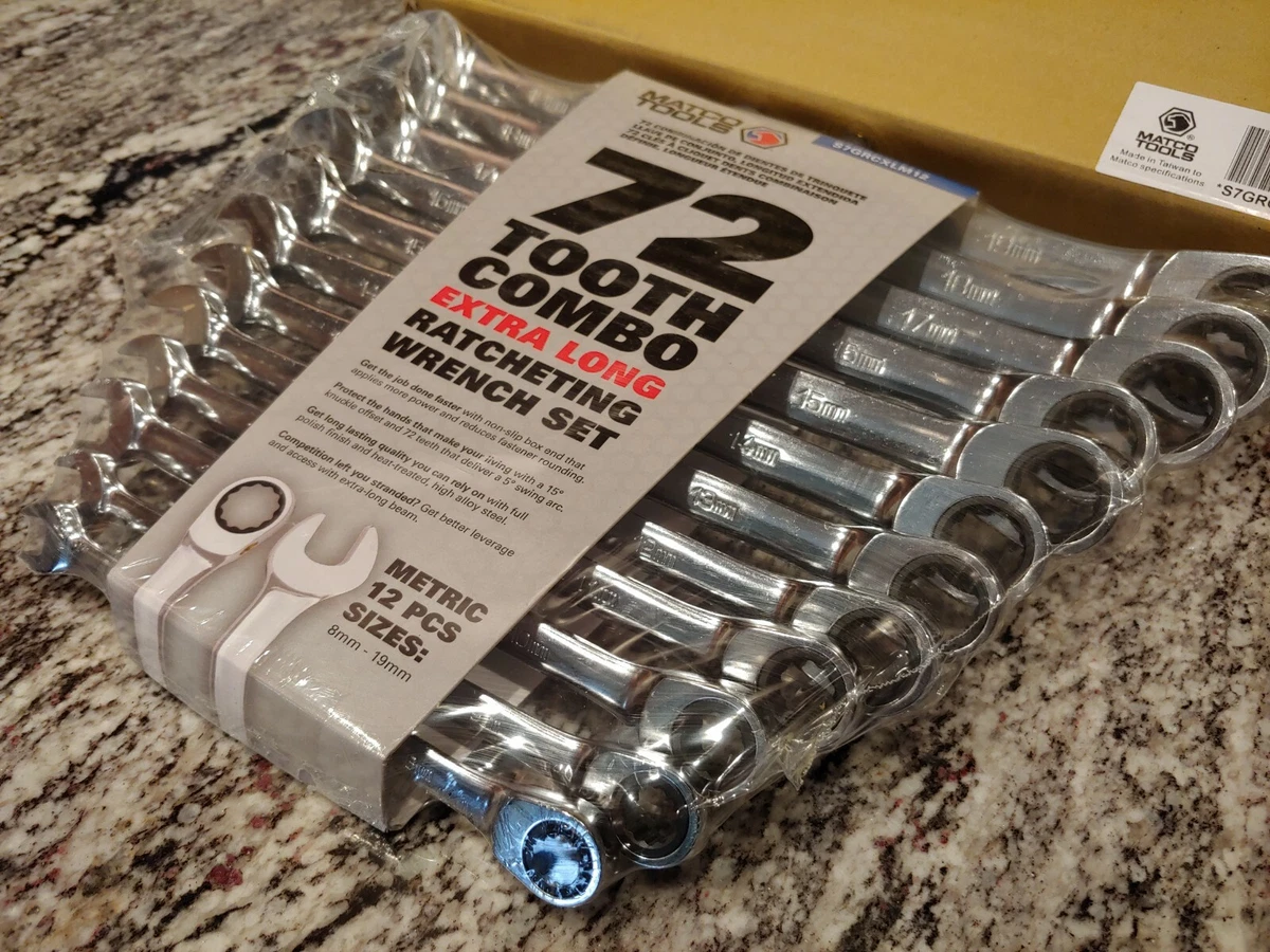 Matco Tools 12 PIECE 72 TOOTH EXTRA LONG MM RATCHETING WRENCH SET SEALED